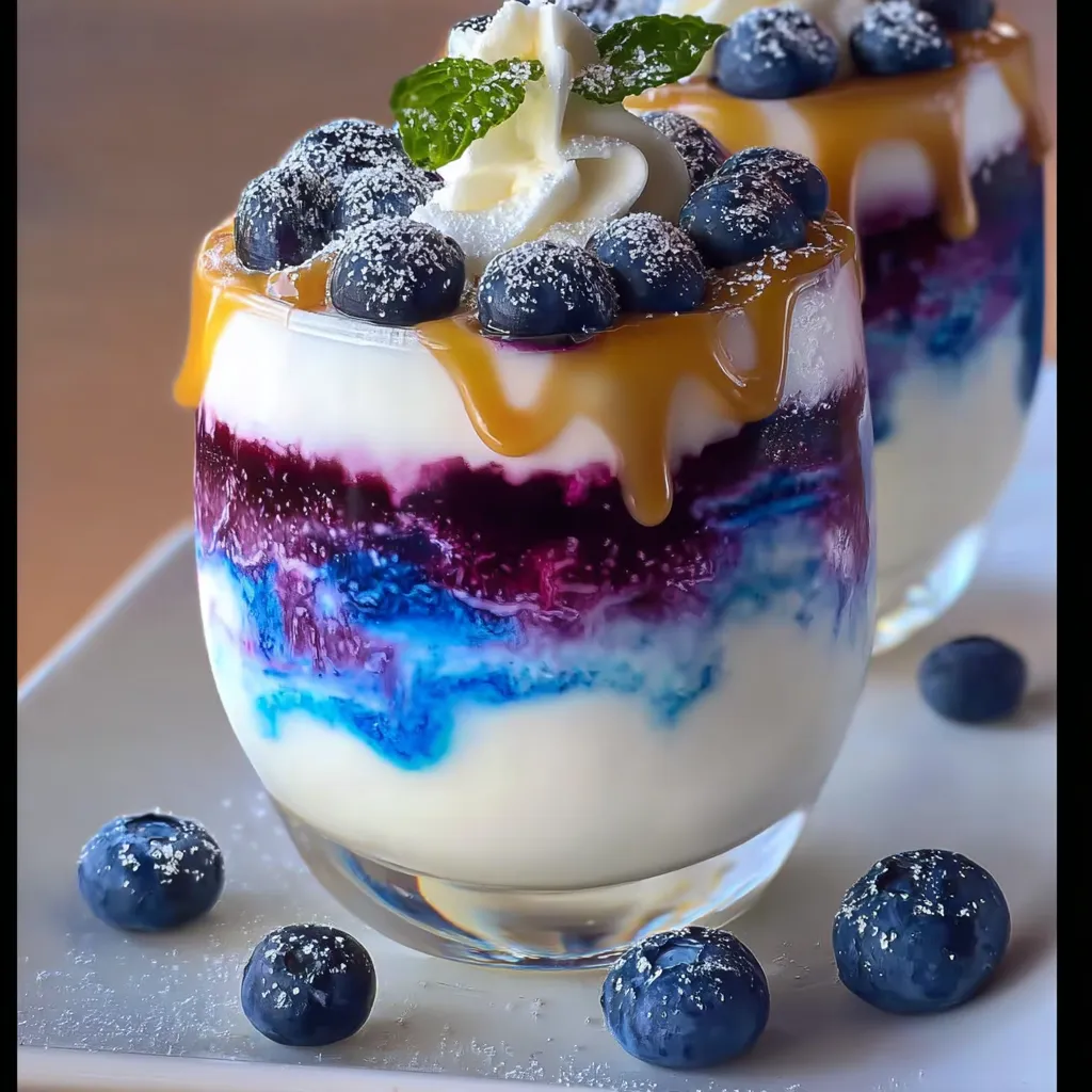 Elegant Layered Blueberry Parfait with Vanilla Cream and Honey Granola